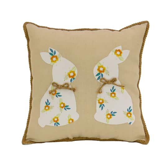 16'' Floral Bunny Easter Pillow